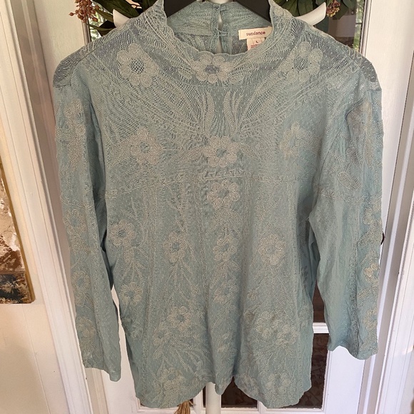 Sundance Lace Floral Top LS Large - Picture 1 of 7